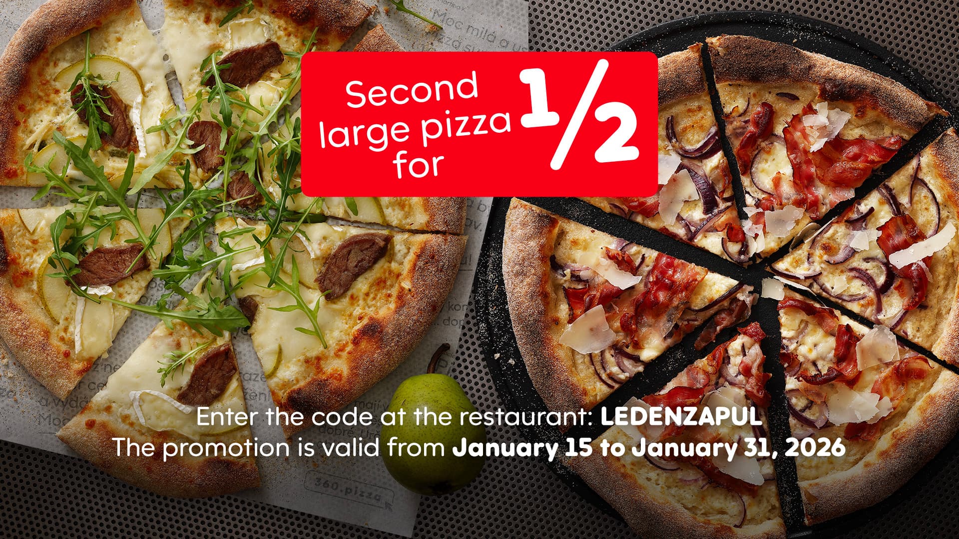 Druhá pizza za půl